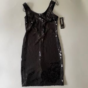Vintage 90s Black Sequin Bodycon Backless Dress 10